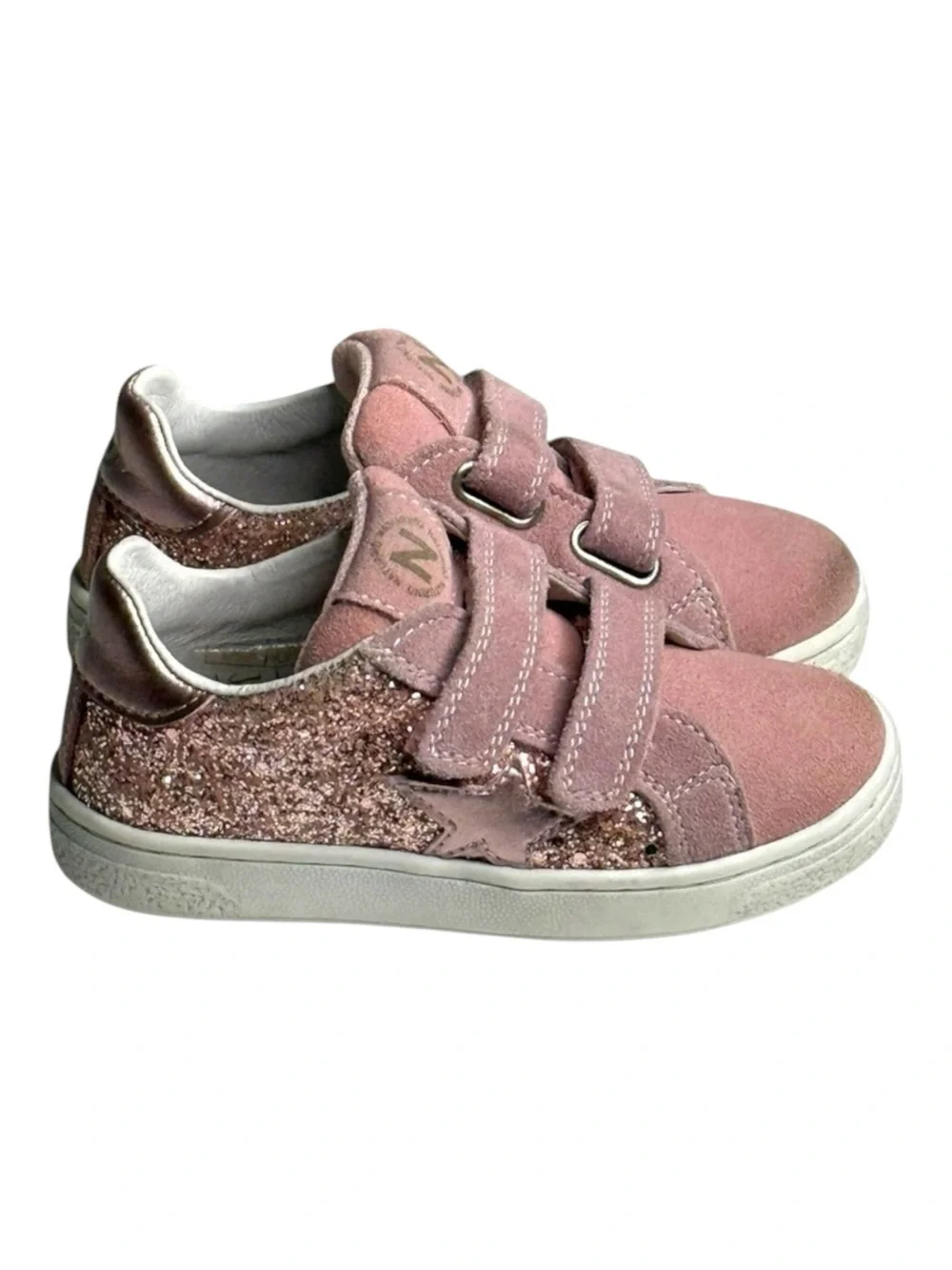 Naturino ★ Pinn VL Glitter Star Italian Suede Sneaker ★ Pink ★ Toddler 8M 25 ★